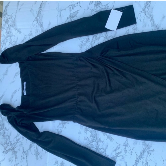 Reformation Dottie Dress Black LBD Mini Jersey - Picture 3 of 7